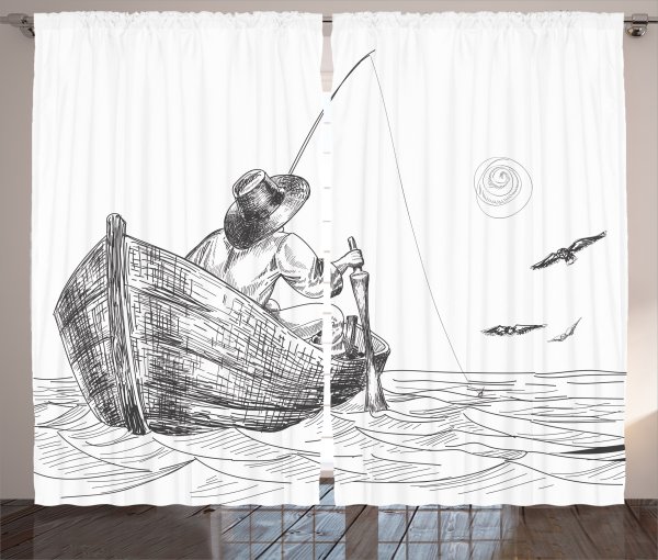 Рыбак в лодке рисунок карандашом