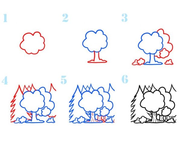 Дерево раскраска для детей