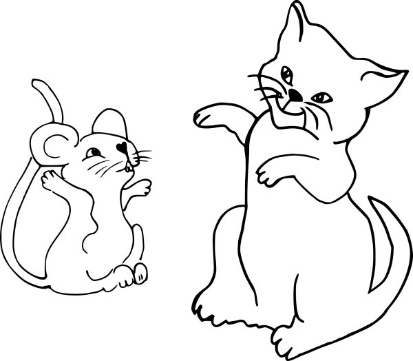 Раскраска кот и мыши для детей