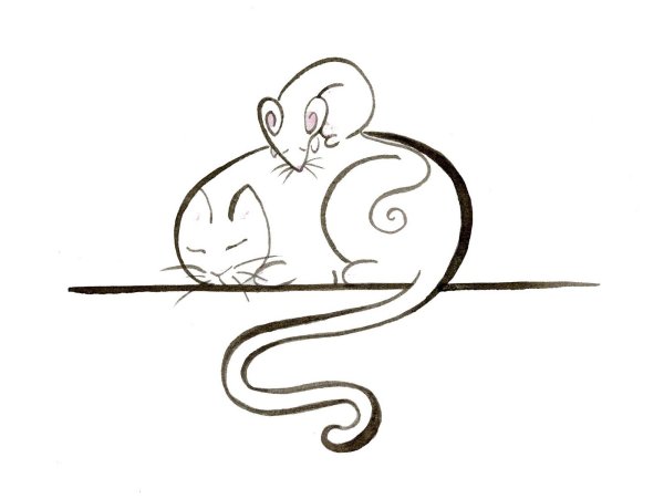 Трафарет кошки и мышки