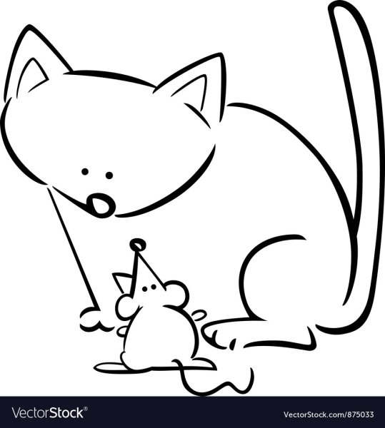 Кошка и мышка раскраска