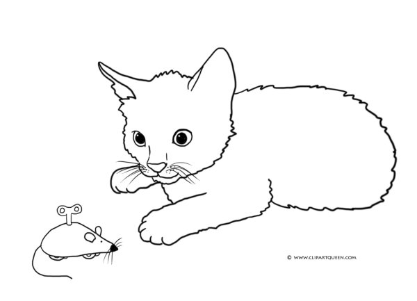 Котик с мышкой раскраска