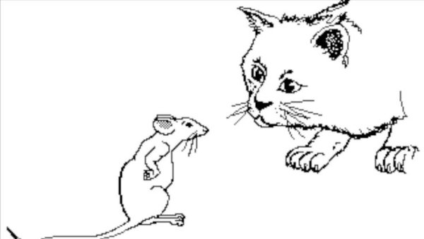 Кошка и мышка рисунок