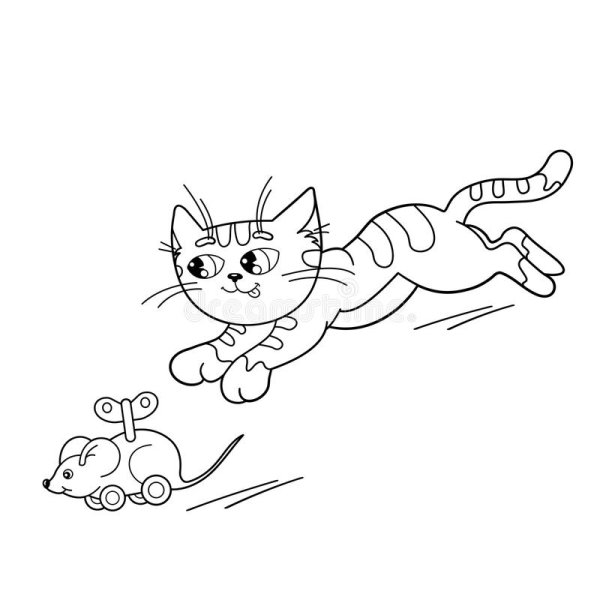 Кошка с мышкой раскраска для детей