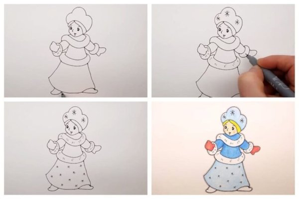 Снегурочка рисунок легкий