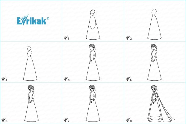 Пошаговое рисование Снегурочки