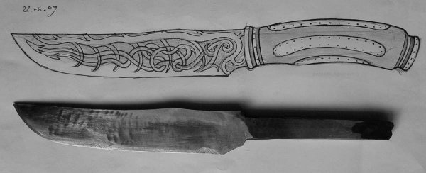 Трафарет на нож для травления лёгкие