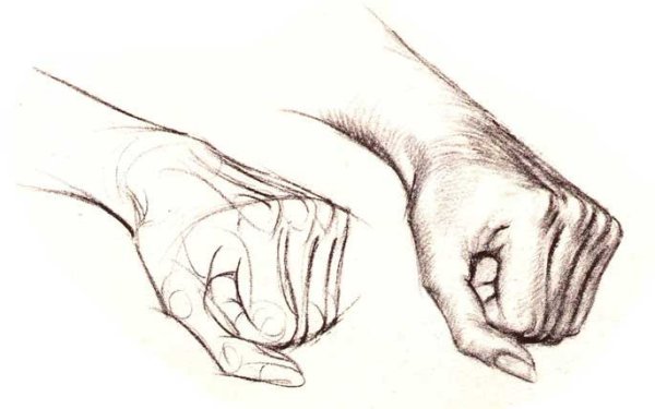 Зарисовки рук карандашом