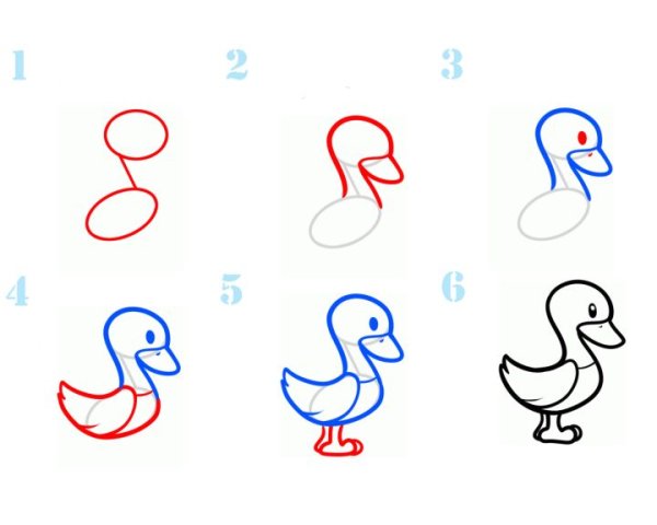 Этапы рисования уточки