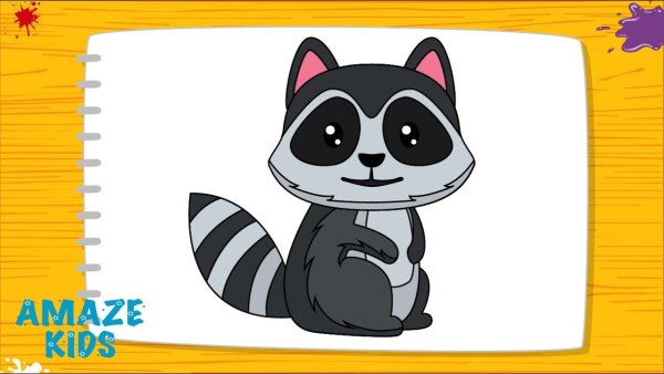 Рисуем енота с детьми