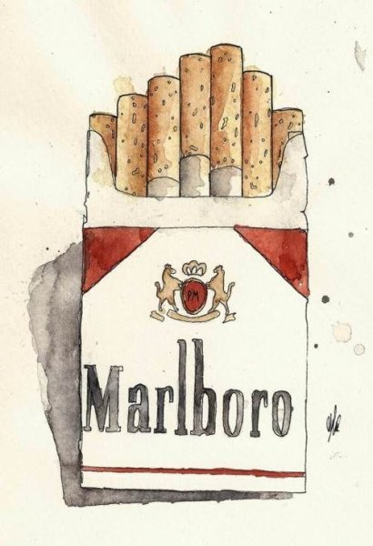 Нарисовать пачку сигарет Мальборо