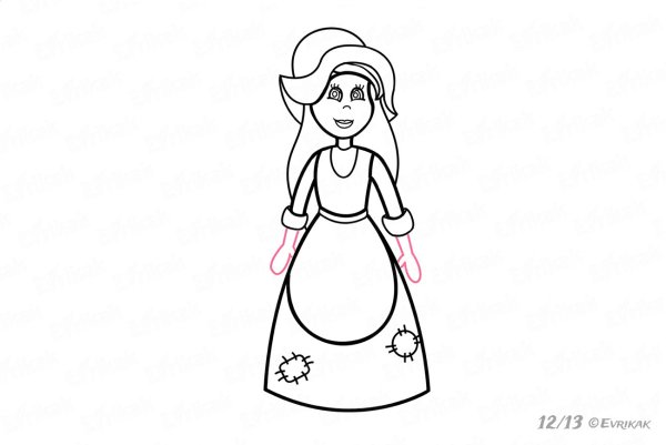 Поэтапное рисование Золушки