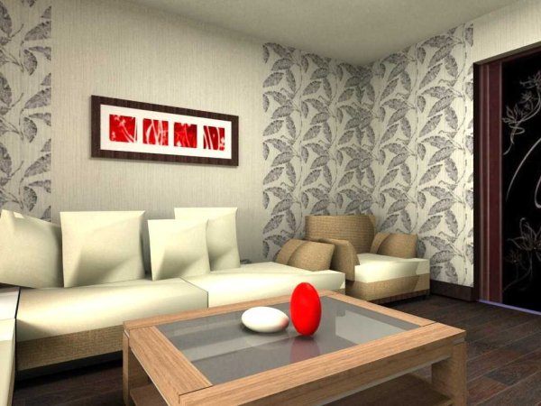 Комбинирование обоев в гостиной