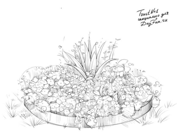 Клумба рисунок карандашом
