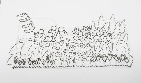 Цветочная клумба раскраска