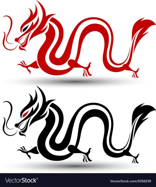 Китайский дракон фломастерами