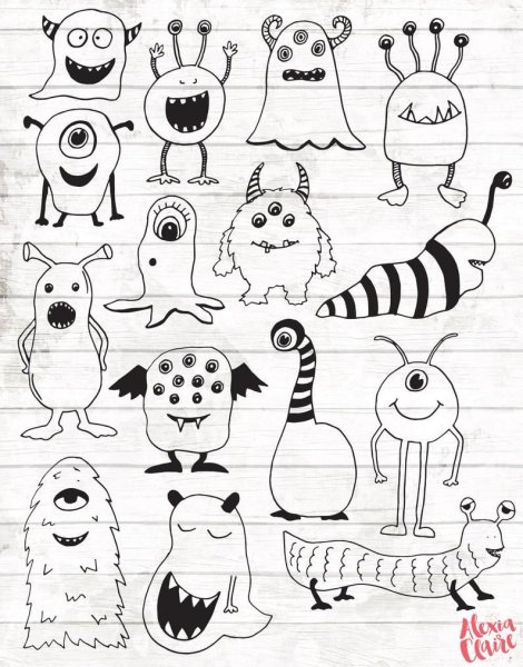 Милые монстрики для срисовки легкие