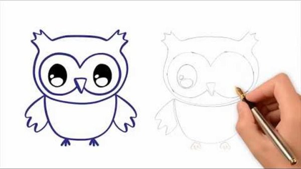 Сова рисунок для срисовки легкие