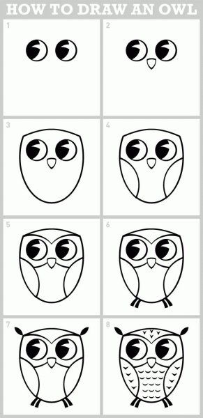 Сова для срисовки лёгкая