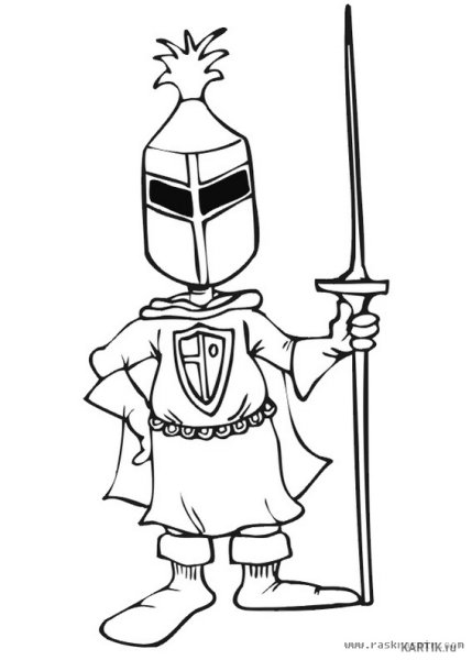 Раскраска рыцарь для детей