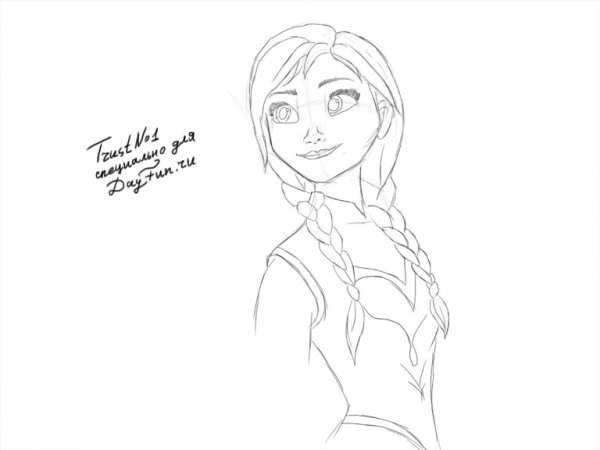 Анна Холодное сердце карандашом