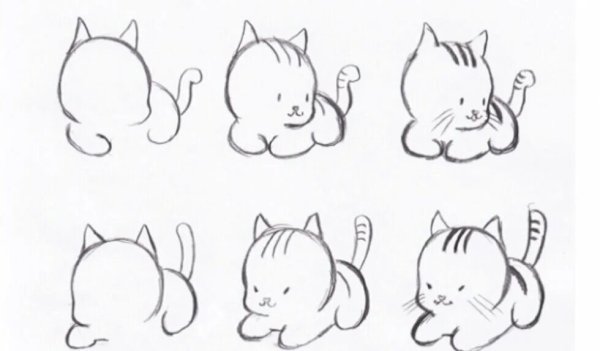 Лёгкий рисунок котёнка для срисовки