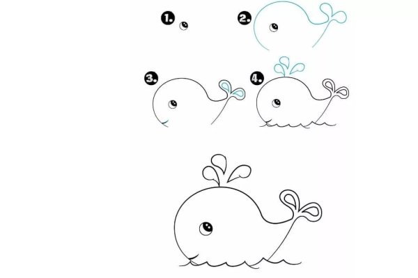 Поэтапное рисование кита для детей