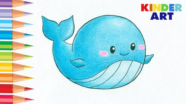 Рисунок кита легкий