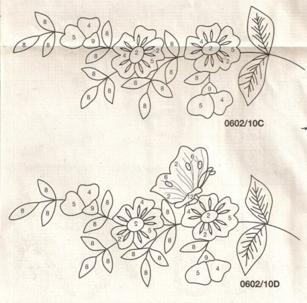 Контурная вышивка гладью