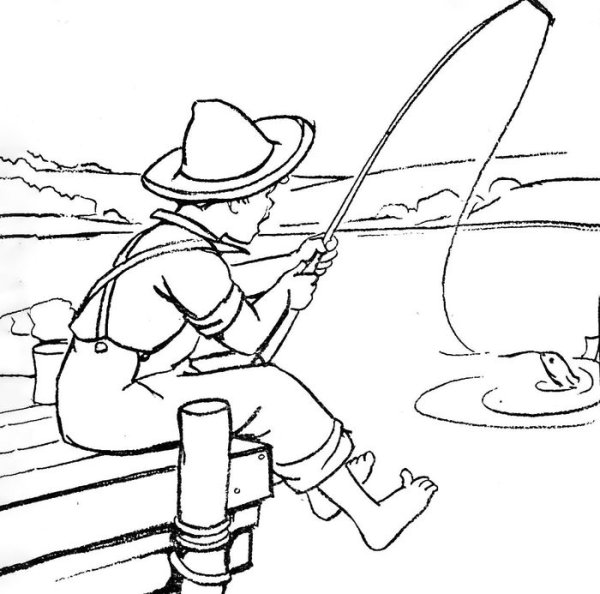 Раскраска Рыбак