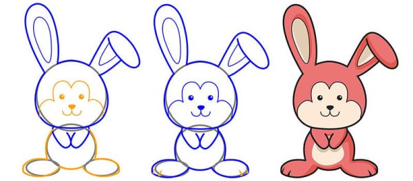 Поэтапное рисование зайца