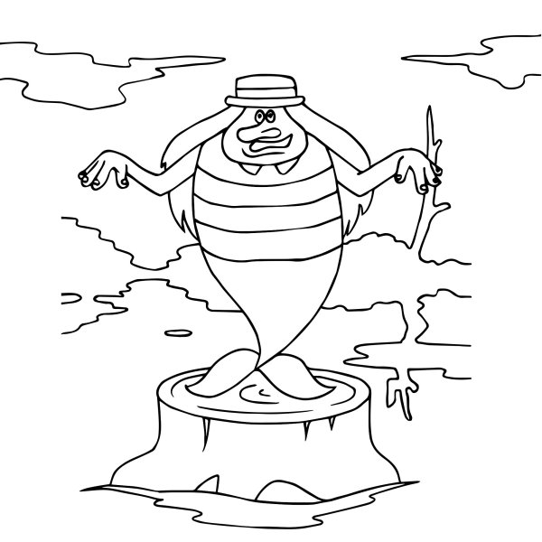 Водяной из мультика Летучий корабль раскраска