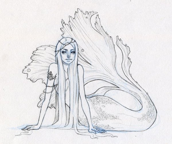 Схема рисования русалки для детей