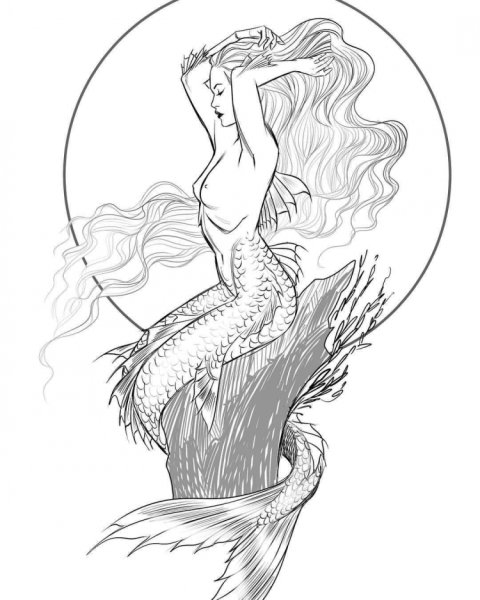 Русалка тату эскиз