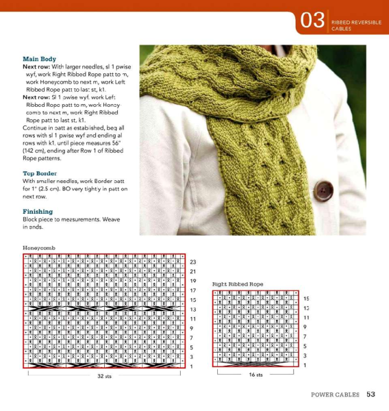 Двухсторонний узор спицами для снуда СХ