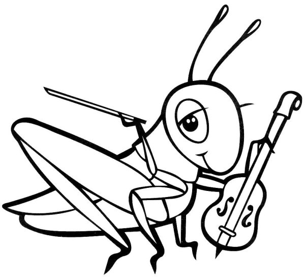 Раскраска кузнечик для детей 3-4 лет