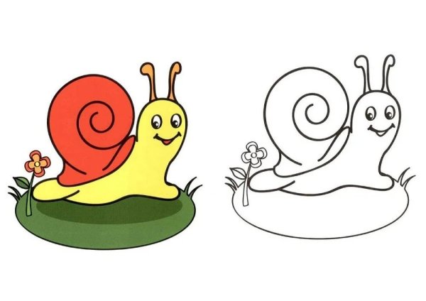 Улитка раскраска для малышей