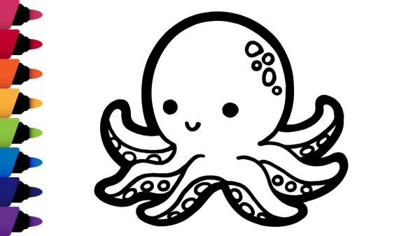 Осьминог рисунок легкий