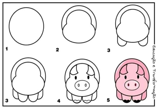 Милая Свинка для срисовки