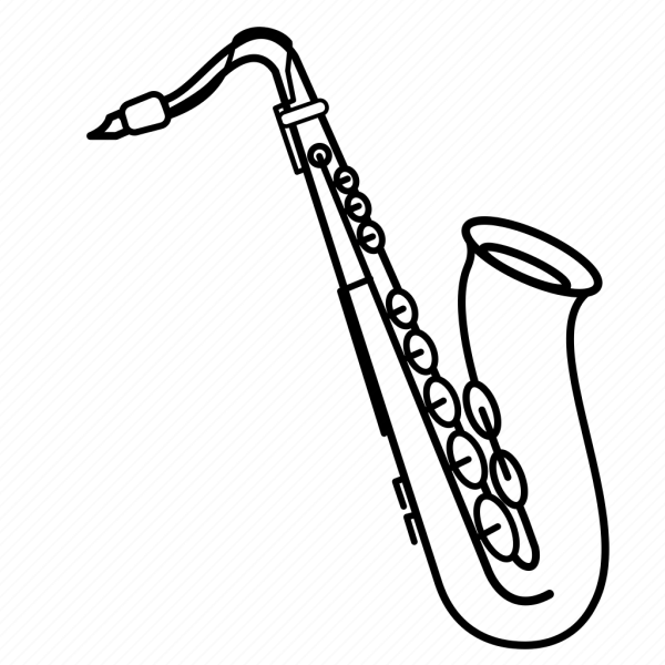 Саксофон музыкальный инструмент карандашом