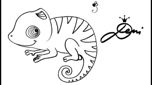 Хамелеон маленький рисунок