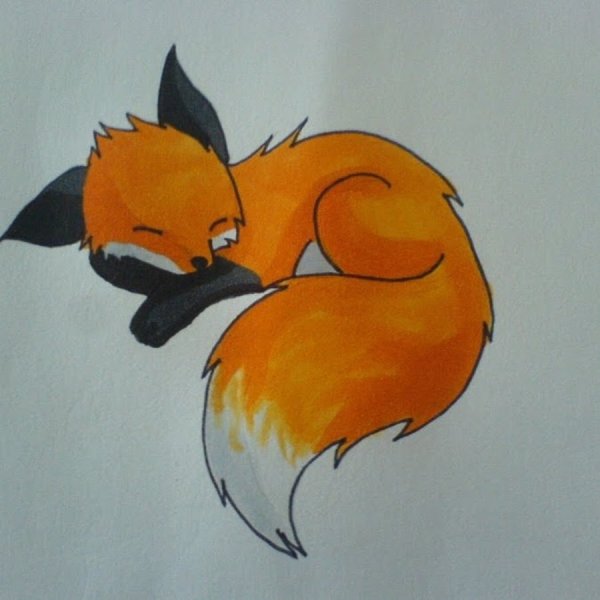 Маленький Лисенок карандашом