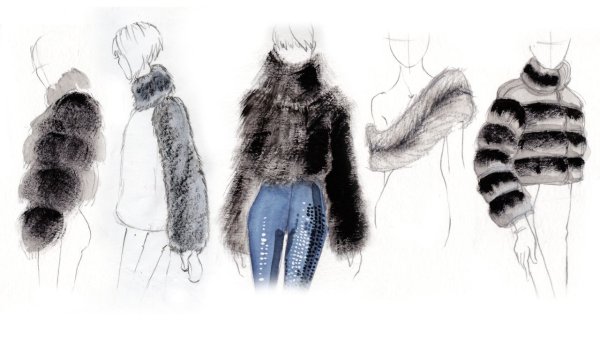 Эскиз одежды из меха