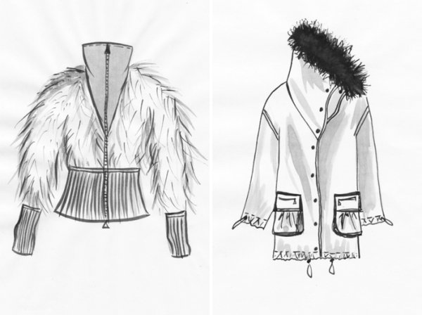 Эскиз одежды из меха