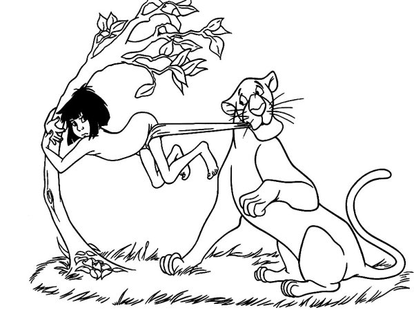 Раскраска Маугли Акела