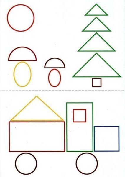 Поезд из геометрических фигур