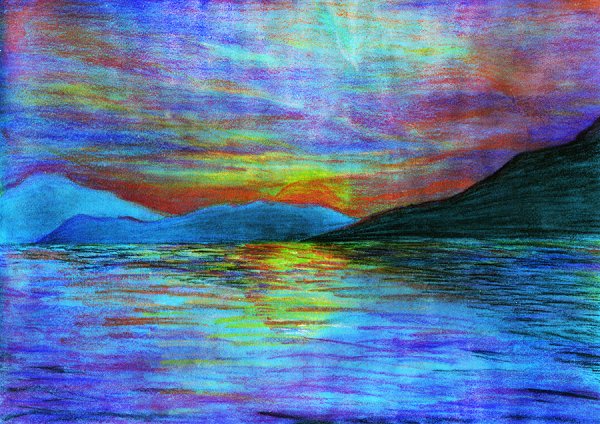 Рисунки мелками на бумаге природа