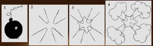 Взрыв рисунок карандашом
