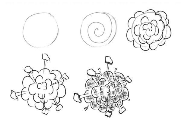 Как нарисовать взрыв