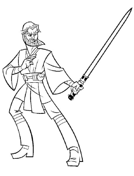 Раскраска йода с мечом